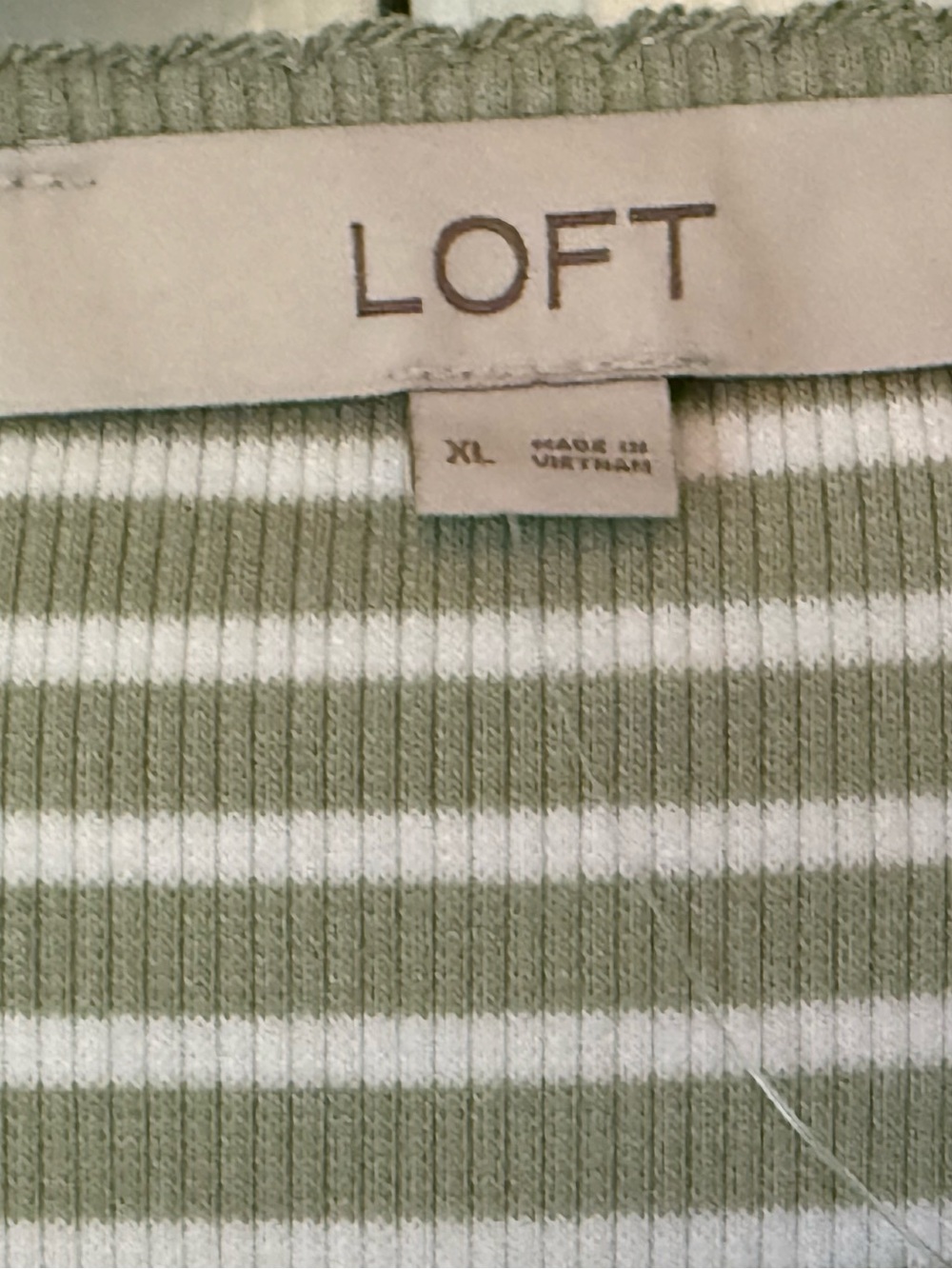 LOFT Striped Scalloped Ribbed Cardigan Brushed Sage Size XL NWT MSRP $60 - Picture 6 of 12